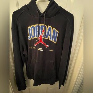 Nike Jordan Black Hoodie with Blue and Red Logo